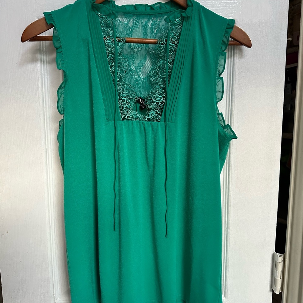 Express Teal Lace Accent Women's Blouse